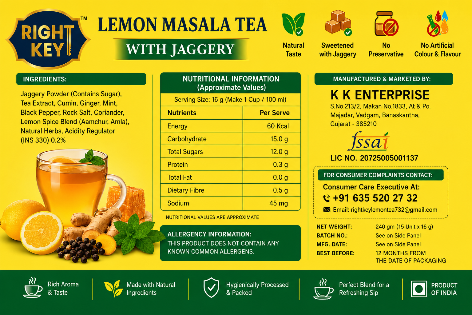 Lemon Masala Tea with Jaggery