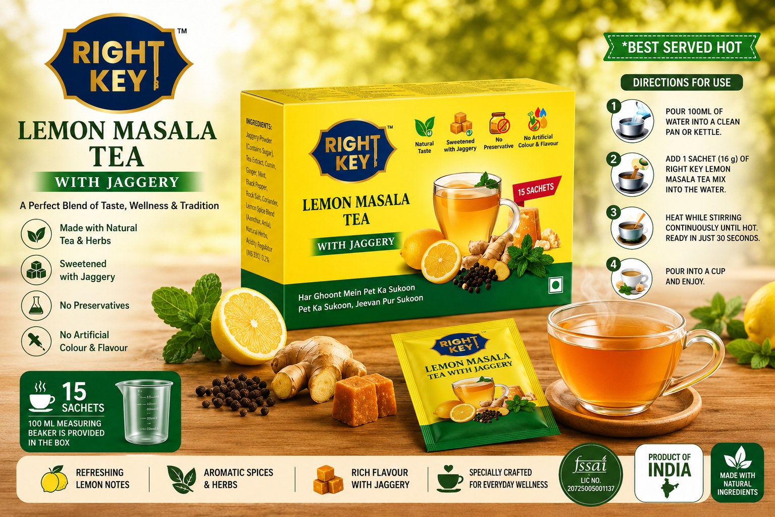 Lemon Masala Tea with Jaggery