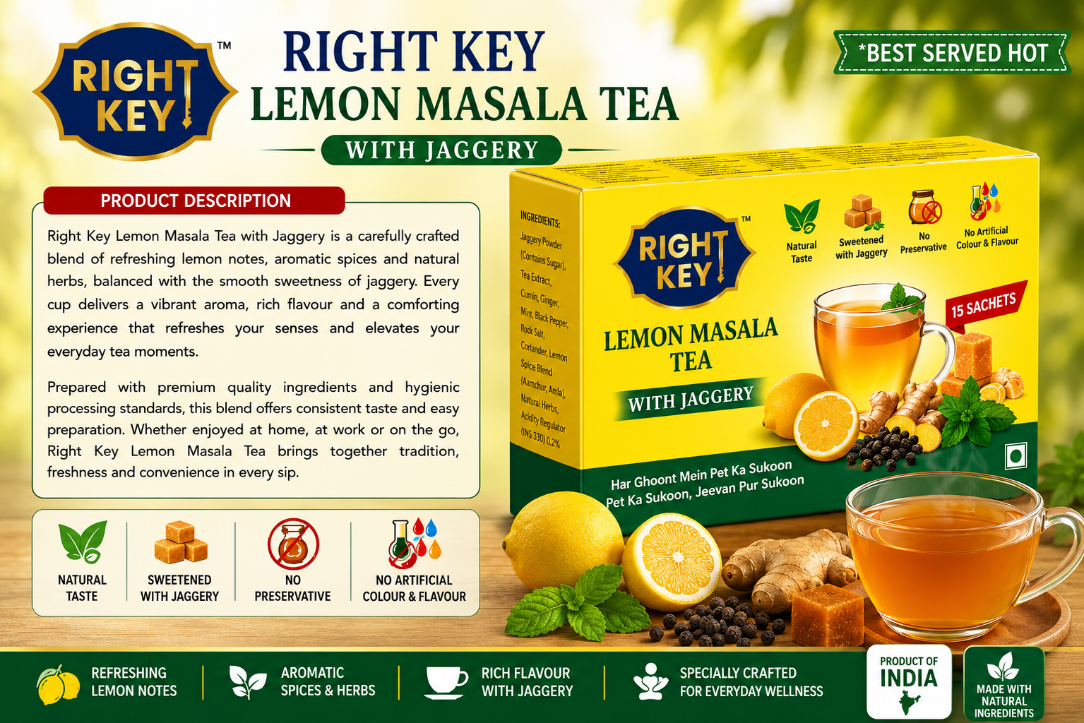 Lemon Masala Tea with Jaggery