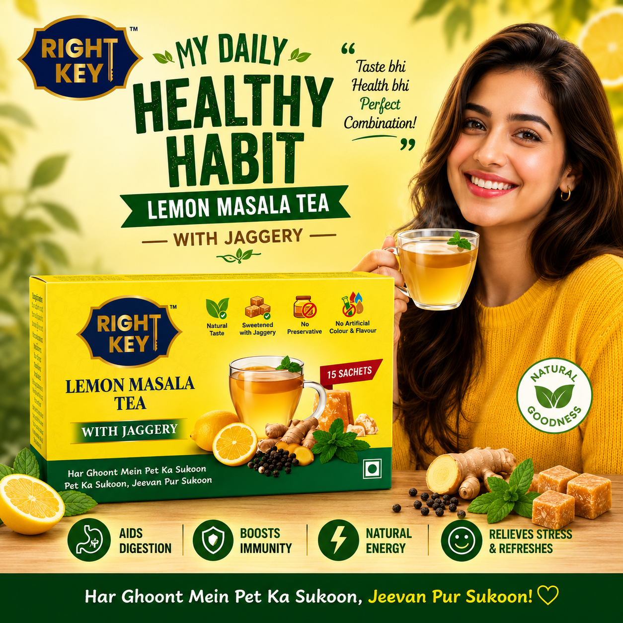 Lemon Masala Tea with Jaggery