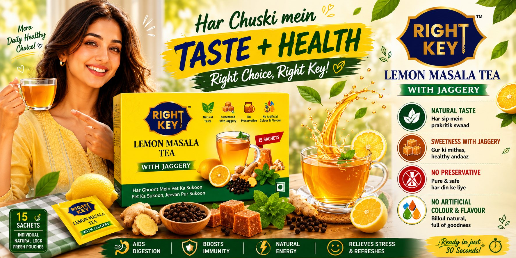 Lemon Masala Tea with Jaggery