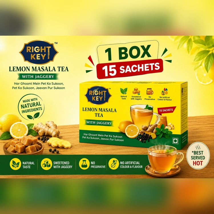 RIGHT KEY Lemon Masala Tea with Jaggery 15 Sachets Main Product Image