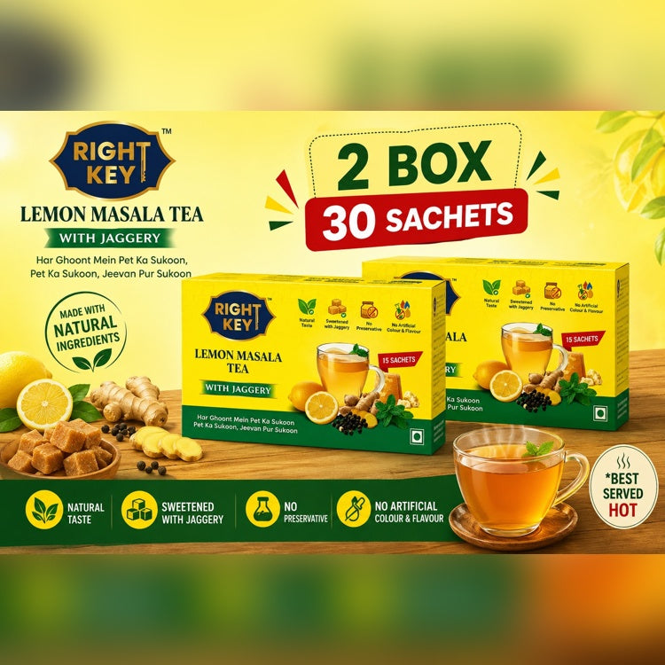 RIGHT KEY Lemon Masala Tea with Jaggery 30 Sachets Main Product Image