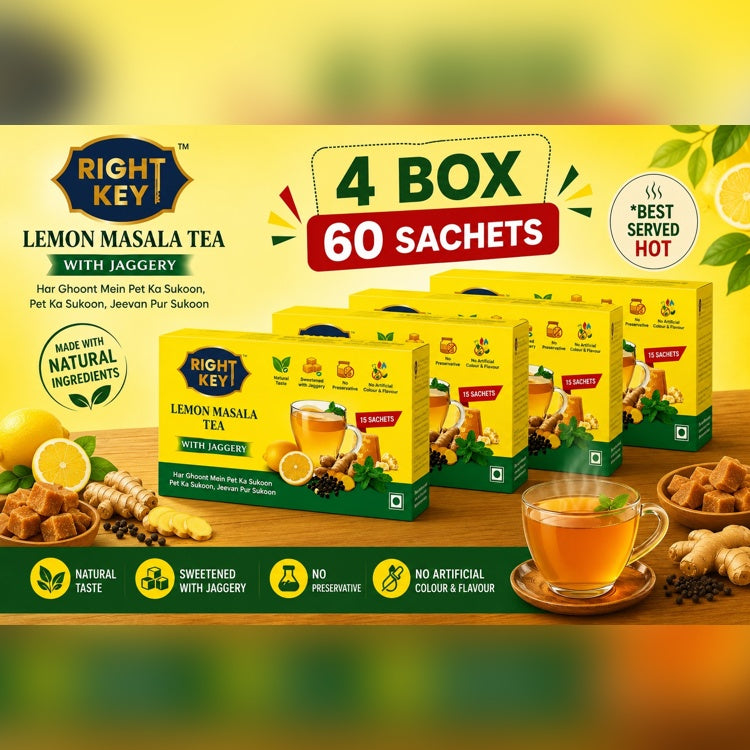 RIGHT KEY Lemon Masala Tea with Jaggery 60 Sachets Main Product Image
